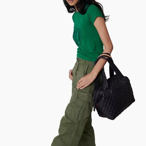 MZ Wallace Sutton Deluxe Tote Bag Crossbody Purse Quilted Black Brown Large